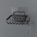 Adhesive Soap Bar Holder for Shower Wall, Self Draining Soap Dish Container Caddy Saver with 2 Hooks for Razor Loofah, Shampoo Sponge Tray Case Box for Bathroom Kitchen Sink, Black