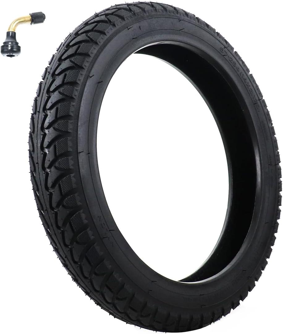 14 x 2.125 Tubeless Tire with Angled Valve14 inch Thickened Tubeless Tires Compatible with Electric Scooters, E-Bike 14x2.125/57-254 Folding Electric and more