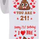 2 x 21st Birthday Gifts for Her Him - Happy Prank Toilet Paper - 21st Birthday Decorations Party Supplies Favors - Novelty Bday Present for Boy Girl, Men Women, Friends - 21 Year Old Funny Gag Gifts - Red
