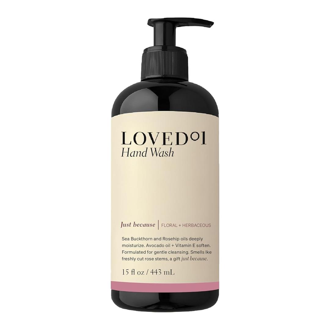 Loved 01 Hand Wash, Liquid Hand Soap, Gentle & Hydrating, Cruelty-Free, Formulated with Nourishing Oils & Soft Floral Scent, Just Because, 15 Oz
