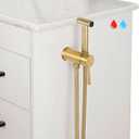 Gold Hot and Cold Bidet Spray Set Mounted on The Bathroom Vanity, Hand Held Stainless Steel Warm Water Bidet Sprayer for Toilet with Brass Hot and Cold Mixing Valve