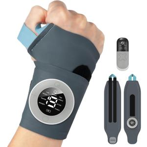 Cordless Wrist Heating Pad with Pulse Massage, 3-Temperature & 19 Modes for Hand & Wrist Pain Relief, Electric Heat Wrap Soothes Sore Muscles from Typing, Gaming, Sports & Daily Use, Fits Both Hands