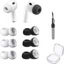 6 Pair Ear Tips for AirPods Pro 3,Anti Slip Airpods Pro Replacement Ear Tips, Silicon EarbudsTips Accessories with Cleaning Kit Storage Box White&Black (12) (Black+White)