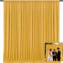 2 Panels Gold Backdrop Curtain, 10 x 10 Feet Polyester Background Curtains for Parties, Weddings, Baby Showers, Halloween, Christmas, Birthday Party Photoshoot Backdrop Curtains Decorations