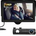 Baby Car Camera, HD Display Baby Car Mirror with Night Vision Feature, 4.3 inch Baby Car Camera with Monitor Wide Clear View, Backseat Camera Rear Facing to Observe Babys Every Move