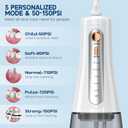 350ML Cordless Water Flosser, Water Dental Flosser Picks for Teeth Cleaning and Flossing with 6 Jet Tips & 5 Pressure Modes, 2000 mAh Rechargeable Powerful Oral Irrigator for Home Travel (White)