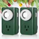 Dreyoo Indoor Mini 24 Hour Mechanical Outlet Timer, Christmas Light Timer, 30 Minute Intervals, Plug-in Grounded for Electrical Outlets, Aquarium, Hydroponics, Lamps, Home Appliances, 3 Prong, 2 Pack