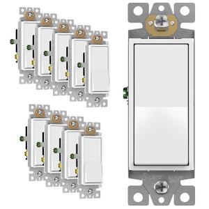 ENERLITES 3-Way Decorator Paddle Rocker Light Switch, Gloss Finish, Single Pole or Three Way, 3 Wire, Grounding Screw, Residential Grade, 15A 120V/277V, UL Listed, 93150-W-10PCS, White (10 Pack) (Wall Plate Not Included)