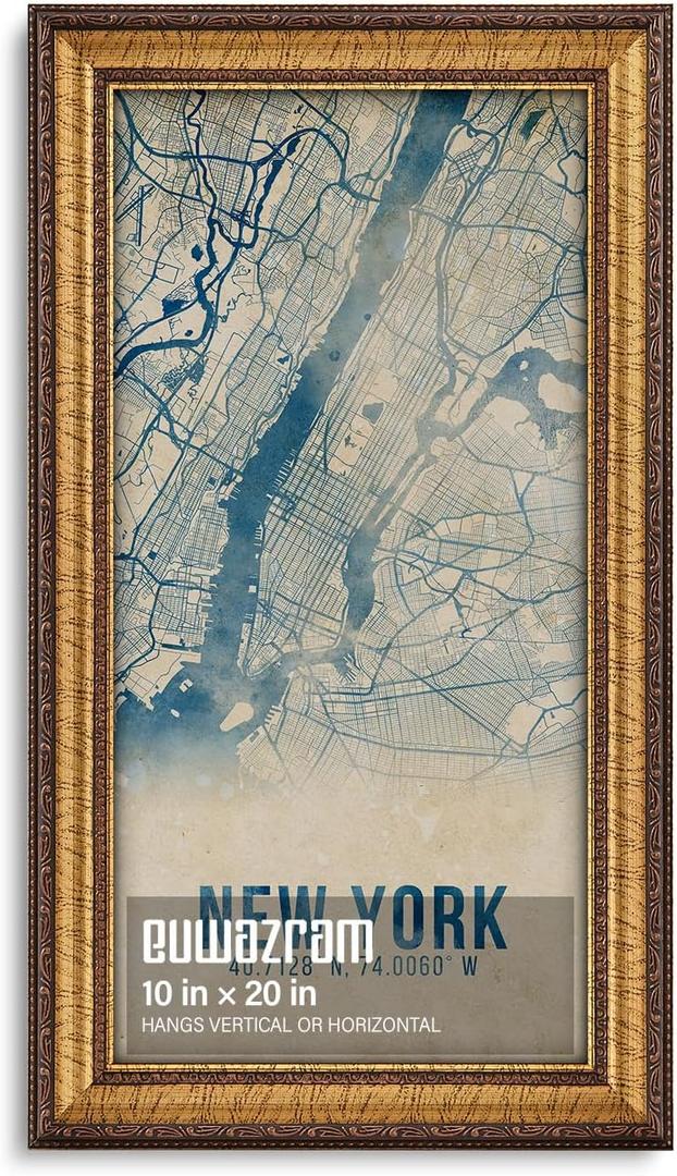 10x20 Classic Gold Picture Frame - Single Frame, 10 x 20 Ornate Vintage Poster Frame for Wall Decor & Gallery Walls