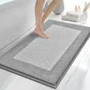 Bathroom Rugs 30" x 46", Non-Slip Extra Soft Absorbent Bath Rugs, Machine Washable Quick Dry Bath Mats for Bathroom Floor, Shower, Bathtub and Sink, Light Grey & Grey