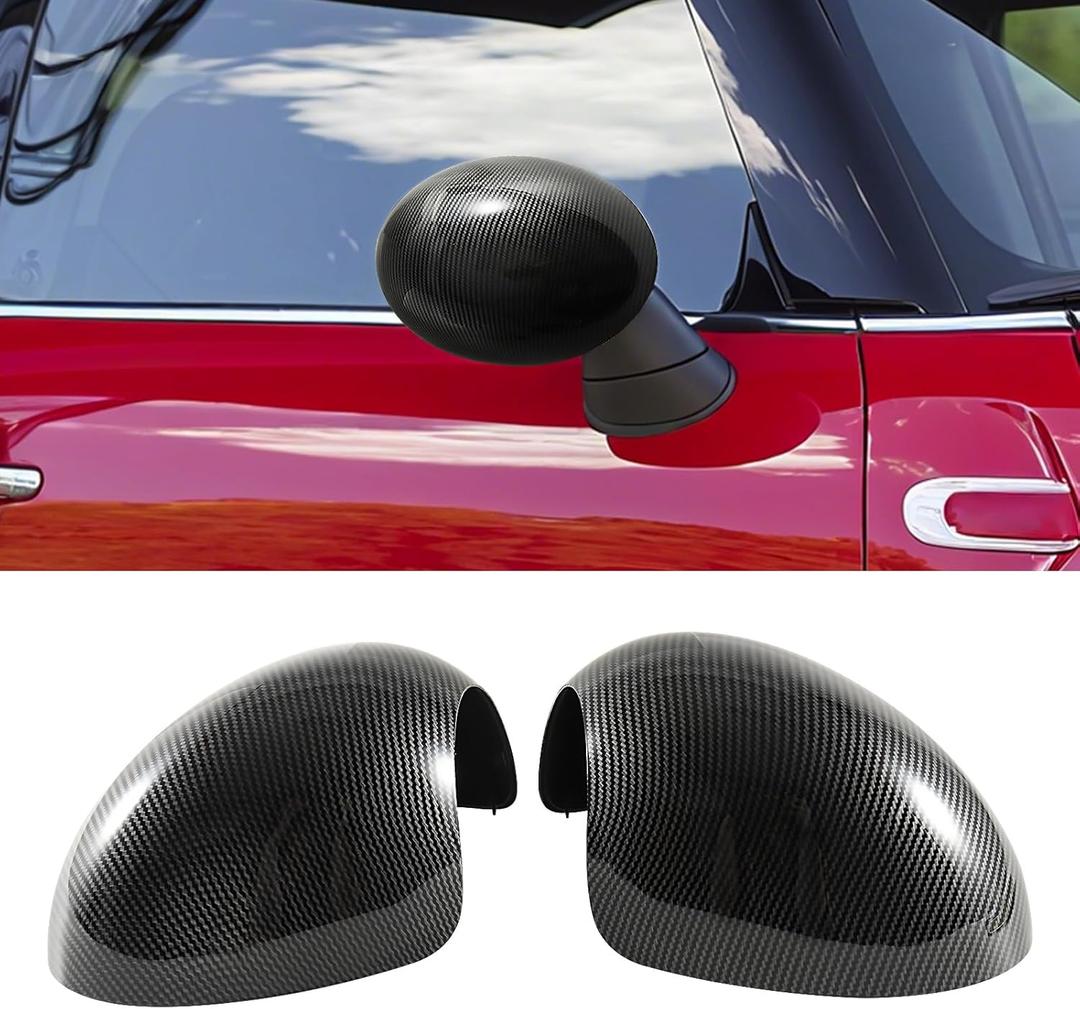 Side Mirror Covers Caps Compatible with MINI Cooper R55 R56 R57 R58 R59 R60 R61 2007-2016 51162754913 51162754914 Carbon (Carbon Fiber Pattern)