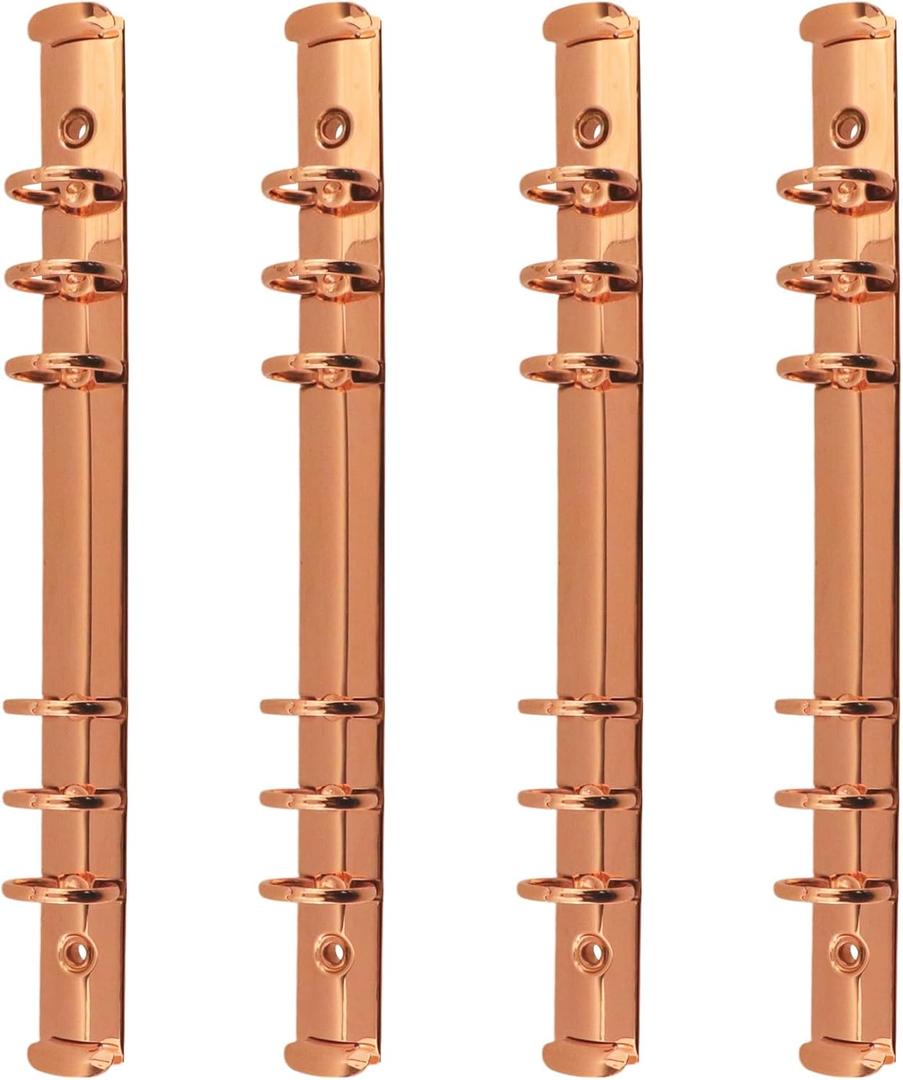 Oedema 4 Pcs A5 Notebook 6-Ring Binder Mechanism Replacement Kit Metal Clip Ring Binder O Rings Binding Spines Combs, Rosy