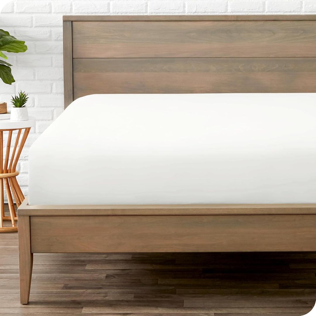 Bare Home Fitted Bottom Sheet Queen Size - Premium 1800 Microfiber - Ultra-Soft Hotel Luxury - Deep Pocket - Durable and Long Lasting (Queen, Cream)