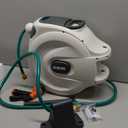 Retractable Garden Hose Reel, 1/ 2 Inch x 100ft Wall Mounted Hose Wall, 180° Swivel Bracket, With Built-in Nozzle, Slow Retraction Any Length Lock