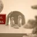 WONDROUS' DECO Porcelain Nativity Scene Set,4Pcs Ceramic Christmas Tabletop Scene-4.5" Tall,Small Modern Nativity Ornament,Christmas Indoor Decor,Mini Sets&Nativity Figures,Unique Xmas (Gray)