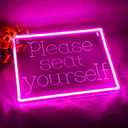 Please Seat Yourself Neon Signs for Wall Decor Funny Bathroom LED Light Up Signs Pink Neon Sign Pink Lights Funny Mens Bathroom Wall Art Decor Restroom Decorations Word Signs Size 13.8*10.7in(GLND230)