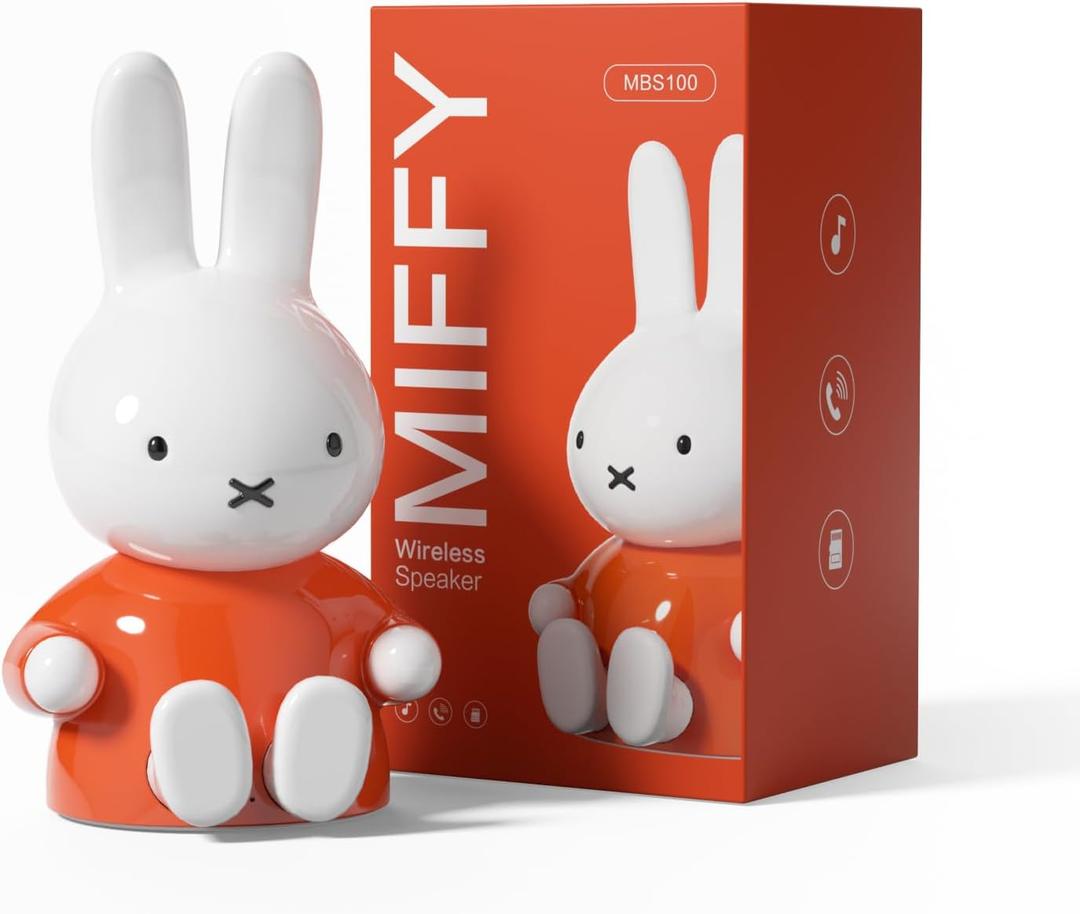Miffy Portable Bluetooth Speakers, Cute Portable Wireless Speakers with Loud Stereo Sound, Built-in Mic, TF-Card Slot, Dual Pairing,40H Playtime for Room, Desk Decor, for her (Orange)