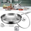 Platefull Titanium Pan, 2026 New Titanium Pro Pan, 12" PURE TItanium Non-Stick Pans with Titaniums Pans Lid and Titaniums Spatula, TITanium Hammered Frying PAN for All Stovetops (10.23in/26cm)
