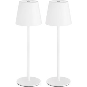 uuffoo 2 Pack Rechargeable Table Lamp Cordless Battery Operated Table Lamps Shower Lamp Bathroom Lamp with 3 Colors Stepless Dimming, Desk Lamp for Restaurant, Patio, Bedroom, Bar (White)