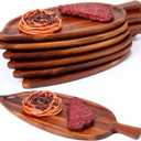 Rtteri 6 Pcs Acacia Wood Serving Trays 16" X 6.7" Novelty Leaf Shaped Wooden Dinner Plates for Snacks, Cookies, Fruits Cheese Display Food Dish Home Office