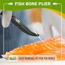 Fish Bone Pliers/Tweezers  Ergonomic Non-Slip Grip, Food-Grade Stainless Steel Deboner | Pin Bone Remover for Salmon, Trout & All Fish