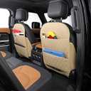 TAIKOO Seat Back Protector + Large Capacity Pocket Storage Organizer,Preventing The Impact of Children Stepping on The Seat Backrest (Style A-Beige)