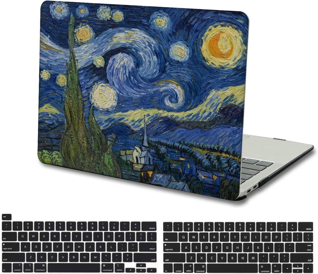 KSK KAISHEK Compatible with MacBook Pro 13 Inch Case Touch Bar 2016-2022, Model A2338 m2 m1 A2289 A2251 A2159 A1989 A1708 A1706, Hard Shell & Black Keyboard Cover, Van Gogh Starry Night