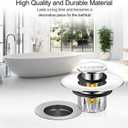 LEKEYE Tub Stopper | Shower Drain Hair Catcher | Pop-up Drain Stopper with Strainer | Bathroom Bathtub Plug | Drain Protector for 1-1/2 to 1-3/4" Bath Drain Hole (Silver)