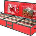 2 x Christmas Gift Wrapping Paper Organizer Storage Bags,Plastic Container for Holiday Supplies & Accessories, Gift Bag Organizer, Under Bed Wrapping Paper Storage (Red)