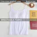 Camisole Tops for Women Built in Bra Soft Modal (White, S)