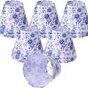 Chandelier Shades Set of 6 Clip-On,Small Empire Lamp Shades Printed Fabric 3.1" x 5.9" x 5.1" for E12 Candelabra Bulbs, Blue Bird Floral Design Light Covers for Chandeliers, Wall Sconces, Table Lamps