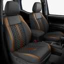 Custom Seat Covers for Tacoma 2016-2023 3rd Gen Double Cab SR5/TRD Off-Road/SR/TRD Sport/TRD PRO Full Set with Console Covers, Waterproof Leather Back and Front Seat Protectors Black Brown