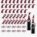 Nuenen 50 Pcs Mini Christmas Bottle Cover Set Tiny Santa Hat Scarf Capelet Flute Topper Decoration Xmas Doll DIY Craft