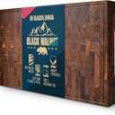 Extra Large Black Walnut End Grain Cutting Board 24 x 15 x 1.7 Inch, Butcher Block with Juice Groove & Handles, Reversible Charcuterie & Chopping Board, Non Toxic Wooden Board with Oil & Plate
