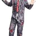 IKALI Zombie Mummy Kids Halloween Costume Boys Girls Toddlers Party Dress-up Jumpsuit (7-8 Years)