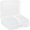 novelinks Transparent 4" x 6" Photo Organizers and Photo Storage Box with Handle, 16 Inner Photo Cases, Portable Picture Organizers & Photo Storage Containers (Clear)