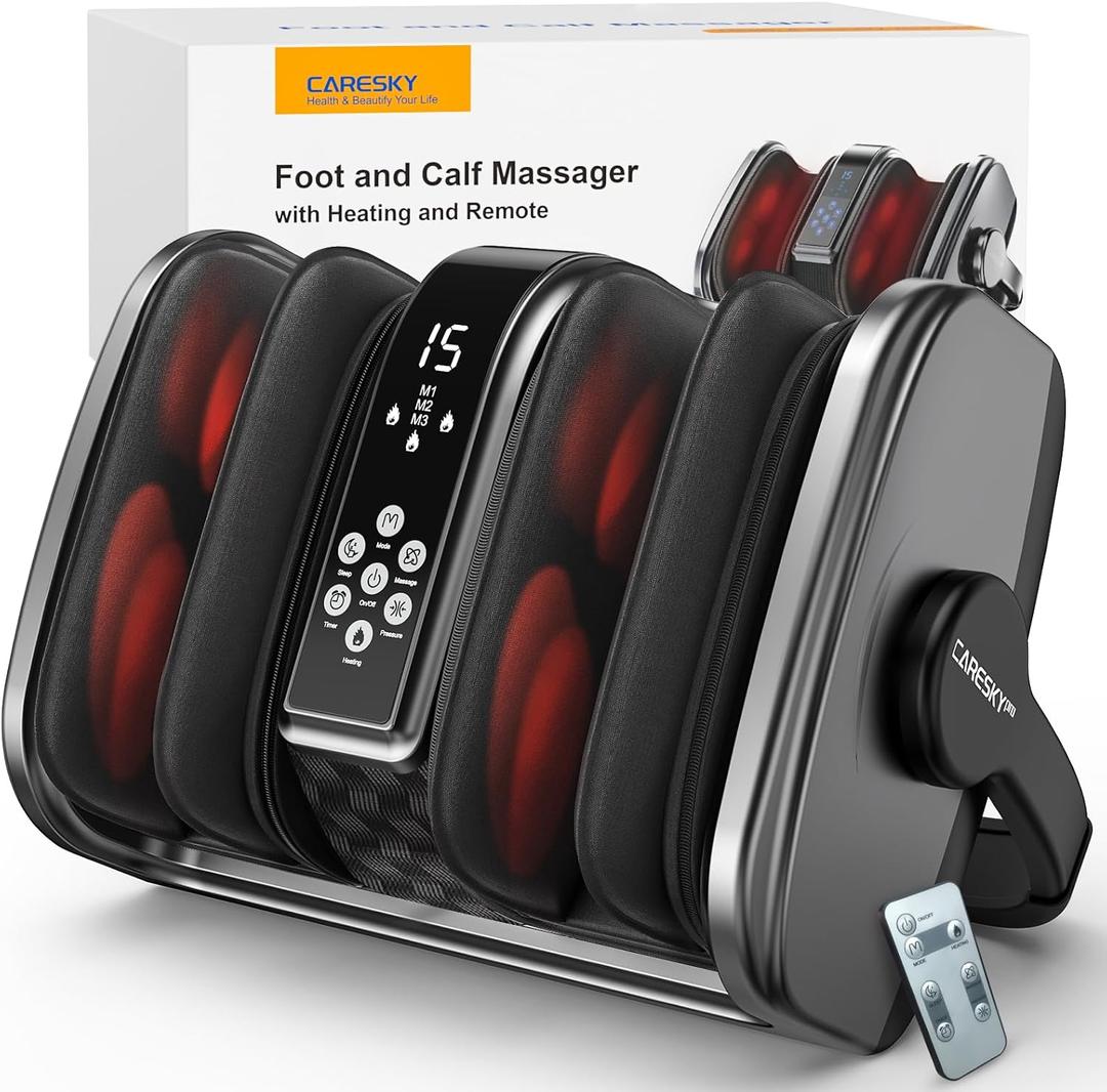 CARESKY Foot Massager with Heat, FSAHSA Eligible, Shiatsu Foot Massager for Plantar Fasciitis, Neuropathy, Circulation and Pain Relief, Deep Kneading for Foot Calf Gifts for Women Men Mom Dad