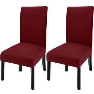 GoodtoU Chair Covers for Dinning Chairs 2 Pack, Stretch Kitchen Chair Covers, Removable Washable Chair Seat Protector for Home & Banquet, Wine Red