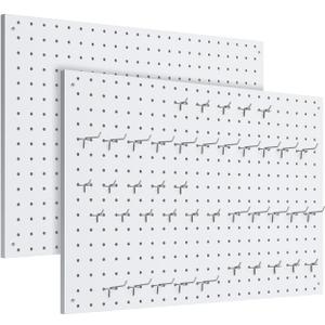 Peg Board, 2 Pack Metal Pegboard Panels White Pegboards Wall Organizer with Frame Large Heavy Duty Peg Board with Hooks for Walls Home, Garage Tool Storage, Office, Craft Room, Kitchen 2416