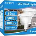 PAR38 LED Flood Light Bulbs, 2 Pack 20W Outdoor Flood Lights,1800 Lumens 5000K Dimmable Daylight, Replaces 200W Bulb, Outdoor Flood Light Bulbs for Backyard,Garage,Porch,Garden