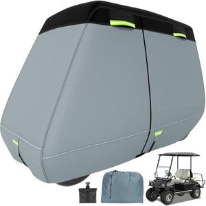 Ultra Thick 900D+600D Golf Cart Cover 2/4/6 Passenger 100% Waterproof Universal Fit for Yamaha, Club Car, EZGO with Large Storage & Toss Bag for All Weather Protection