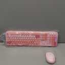 MOFII Wireless Keyboard and Mouse Combo, Cute Retro Typewriter Keyboard and Silent Mouse, 2.4GHz Full Size Computer Keyboard Wireless Mouse Set for PC, Laptop, Desktop, Windows (Pink Colorful)