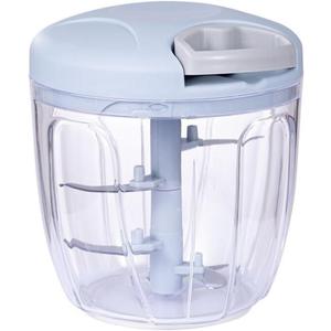 Food Chopper,Garlic Chopper with Container,Vegetable Kitchen Cutter,Pull String Hand Manual Food Processor Sharp Blades Mincer Shredder for Cutting Onions Chili Ginger Seasoning (Blue, 900ml)