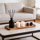 Handcrafted Acacia Wood Decorative Tray 2 Pack Multi-Functional Candle Tray, Smooth Polished Surface with Raised Edges,Stylish Wooden Accent for Living Room, Bedroom, or Bathroom-11.4*4.1*0.59 inches