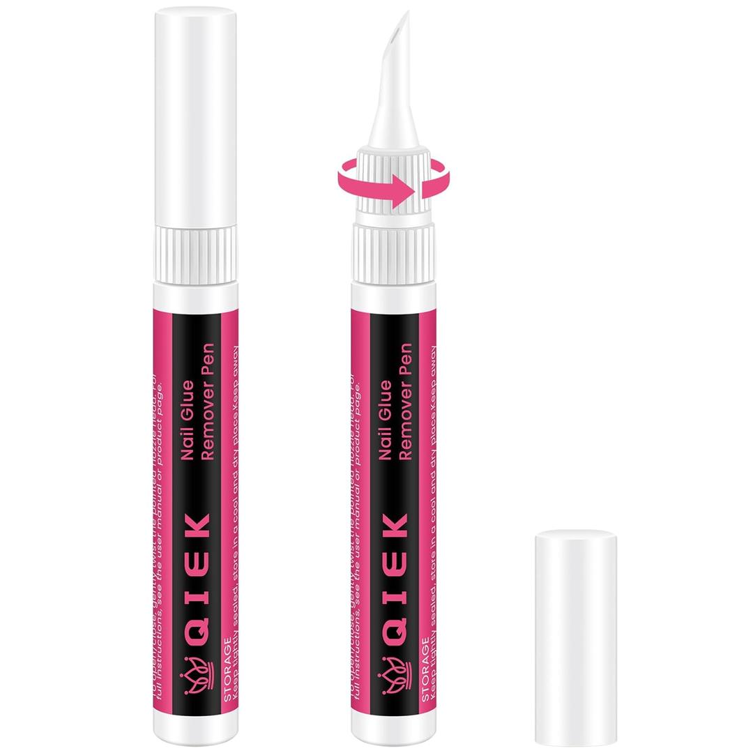 3 x Nail Glue Remover for Press On Nails, 10ml*2pcs Upgraded 2 in 1 Twist & Remove Pen Design Gentle Quick Removal, Semi Solid Nail Glue Adhesive Remover, Not for Gel Polish Base Coat