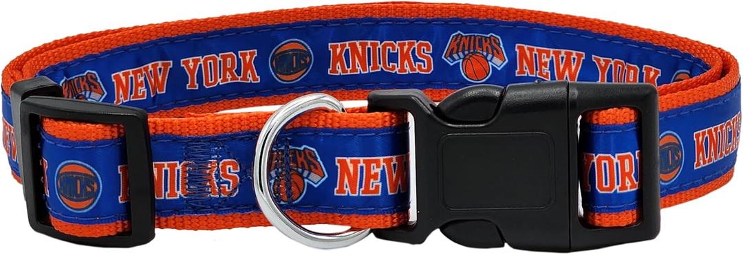 New & Improved Pets First NBA PET Collar New York Knicks Dog Collar, Size Small Basketball Team Collar for Dogs & Cats. A Shiny & Colorful Dog & Cat Collar Licensed by The NBA