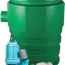 Little Giant WCR-9SS 115 Volt, 4/10 HP, 4800 GPH Automatic Outdoor Water/Seepage Collection and Removal System with Sewage Pump, 20' Piggyback Float Switch, Steel Cover, Green/Blue, 509082
