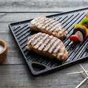 Lodge Reversible Cast Iron Grill/Griddle  9.5 x 16.75 Inch Pre-Seasoned Cooking Surface  Flat & Ribbed Sides  Use on Stove, Grill, or Campfire  Made in the USA  Heavy-Duty, Black