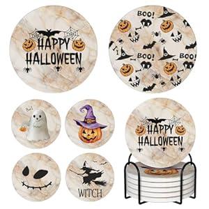 Abstract Cat Coasters for Drinks Set of 4, 4 Inch Van Gogh Art Absorbent Diatomite Ceramics Coasters with Cork Base, Tabletop Protection, Suitable for Dining Tables, Desks, Restaurants, Cafes