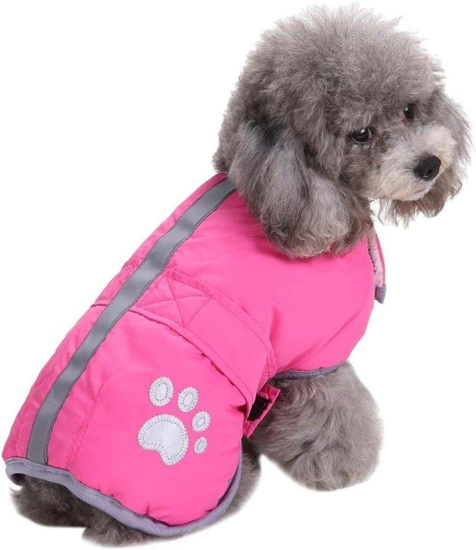 Queenmore Cold Weather Dog Coats Loft Reversible Winter Fleece Dog Vest Waterproof Pet Jacket, Pink , XXL